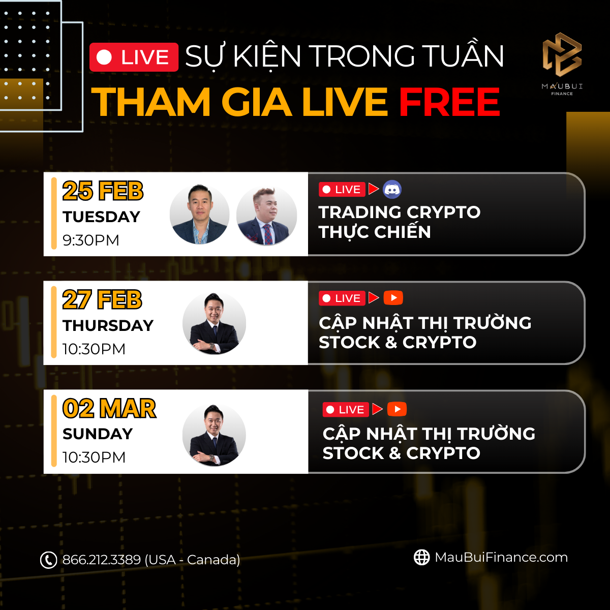 Cập nhật LIVE sự kiện trong tuần – Tham gia FREE 100%