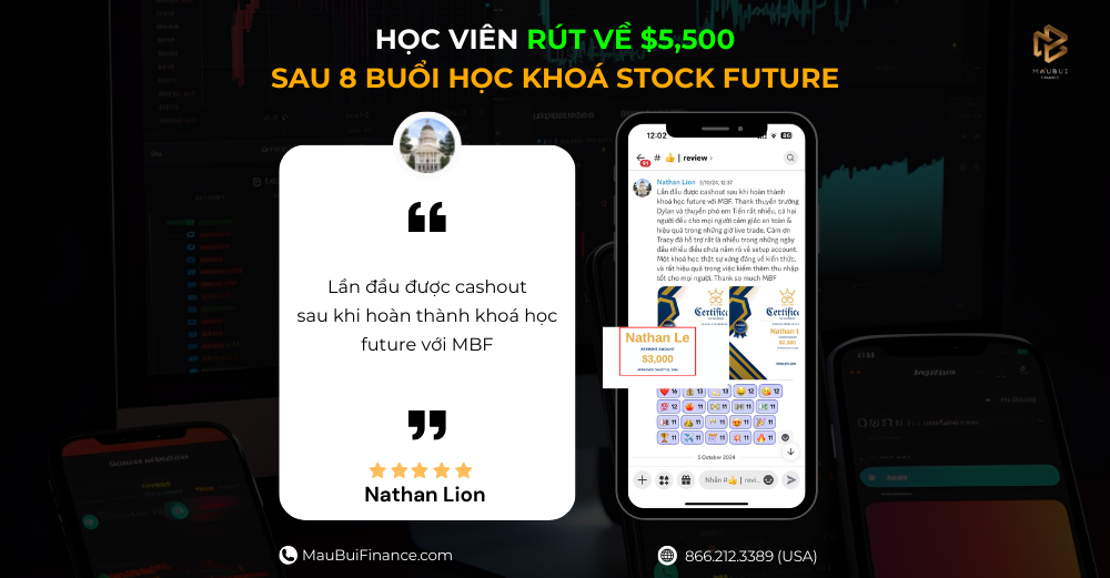 HỌC VIÊN RÚT VỀ $5,500 SAU 8 BUỔI HỌC KHOÁ STOCK FUTURE