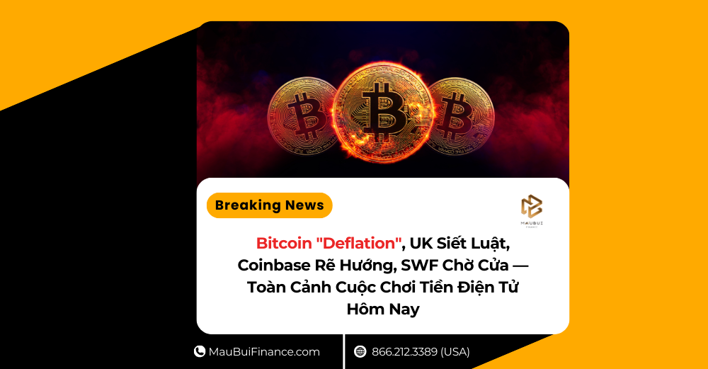 Bitcoin “Deflation”, UK Siết Luật, Coinbase Rẽ Hướng, SWF Chờ Cửa — Toàn Cảnh Cuộc Chơi Tiền Điện Tử Hôm Nay