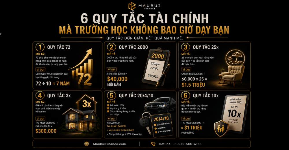 6 Quy Tắc Tài Chính Đơn Giản Mà Trường Học Không Dạy — Nhưng Người Giàu Dùng Mỗi Ngày